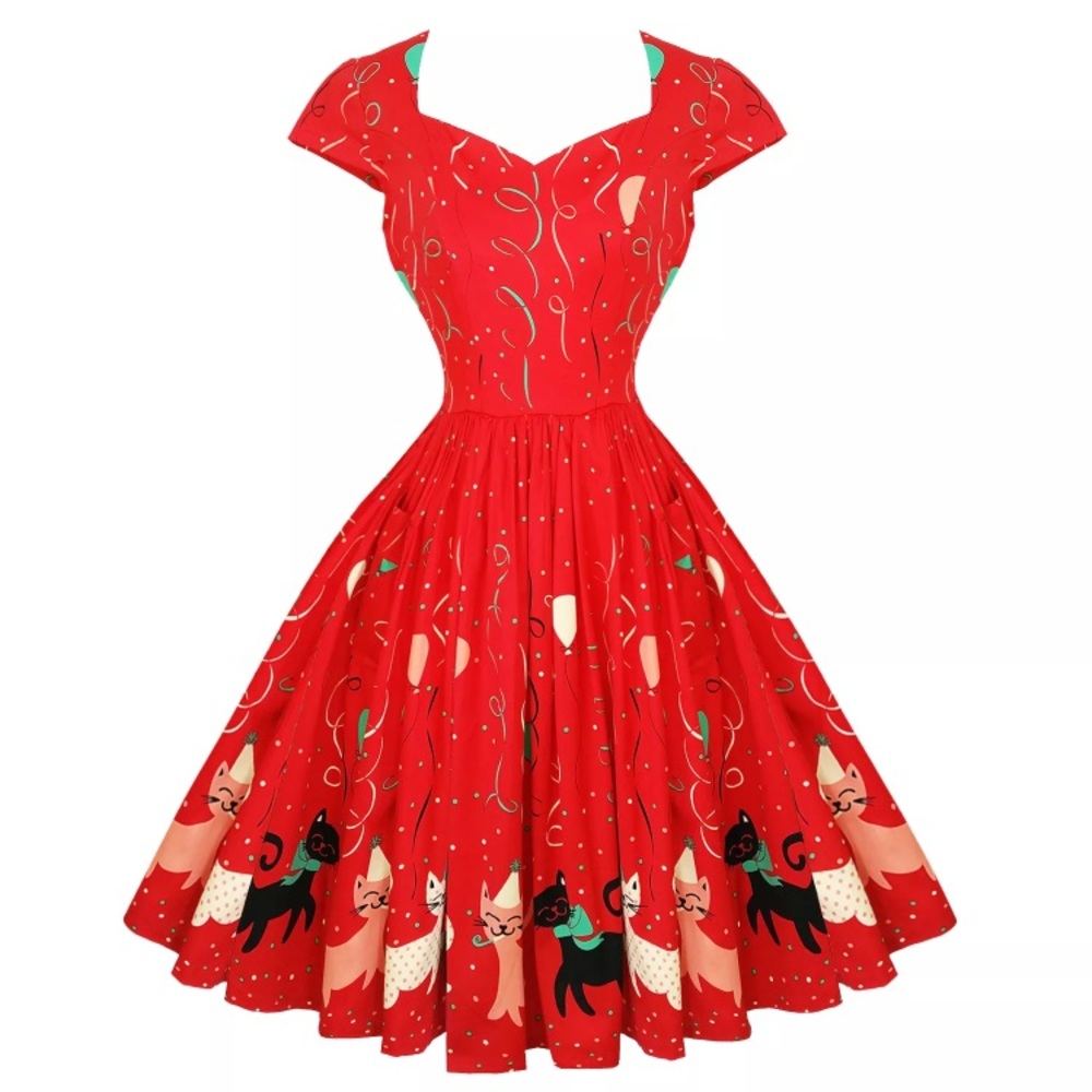 ❤️ Party Cat Vintage 1950s Fit N Flare Dress